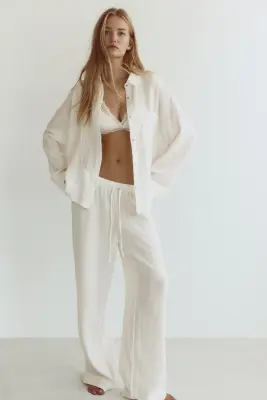 Pyjama en mousseline de coton - Crème — photo 1