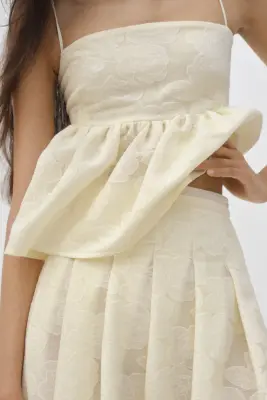 Top péplum en tissu jacquard - Jaune clair — photo 1