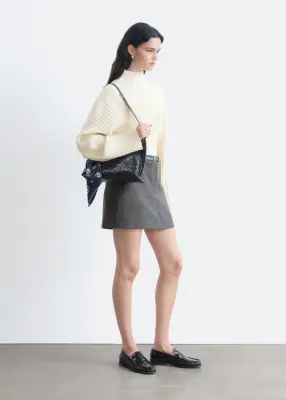 Pull côtelé à col montant - Blanc — photo 2