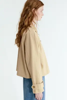 Veste façon trench en coton - Beige — photo 2