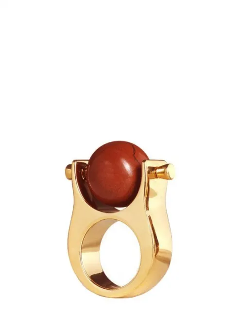 Bague ABBY en laiton doré et pierre ronde rouge Prix boutique 470€ Taille 50