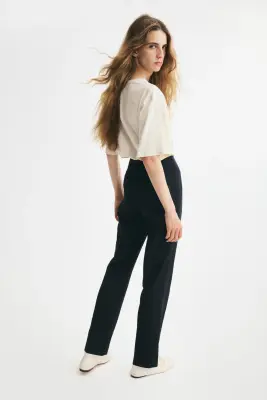 Pantalon cigarette chic - Bleu marine — photo 3