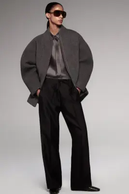 VESTE ZIPPÉE EN MÉLANGE DE LAINE SCULPTÉE - GRIS — photo 5