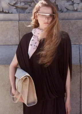 Sac cabas ouvert légèrement drapé - Beige — photo 1