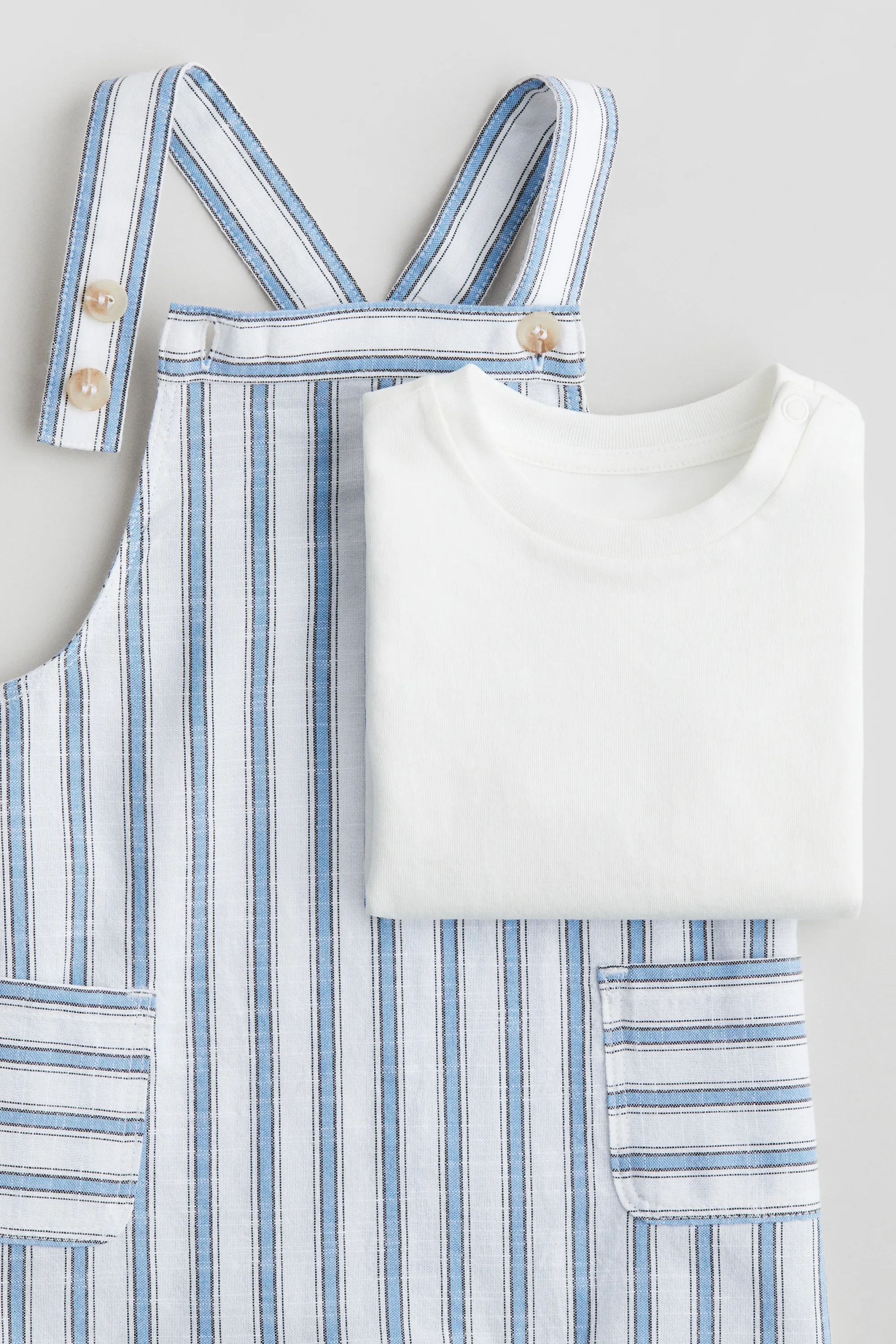 Ensemble 2 pièces en coton - Bleu/rayures blanches