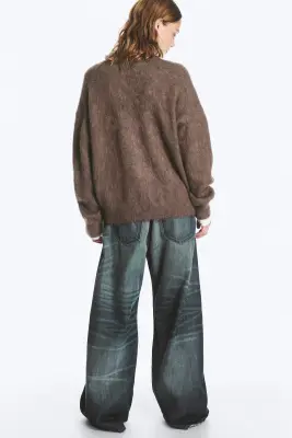 Pull oversize en maille de mohair mélangé - Marron — photo 2