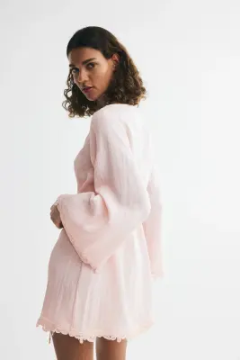 Robe avec dentelle - Rose poudré — photo 2