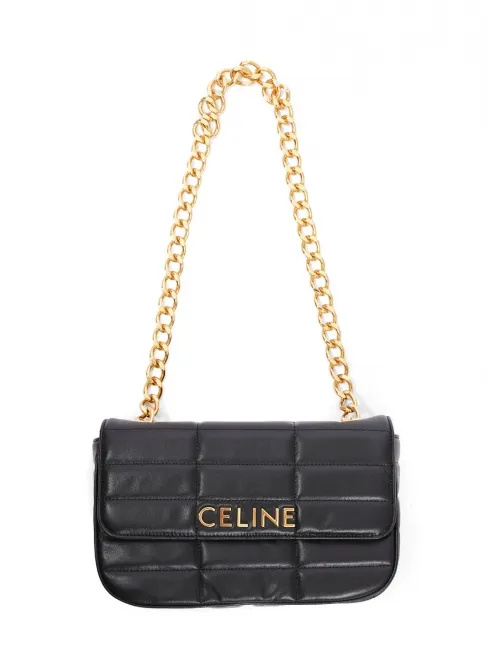 Sac Shoulder bag en cuir matelassé noir et chaîne dorée Prix boutique 2800€