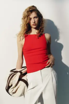 Top à bretelles fines - Rouge vif — photo 2