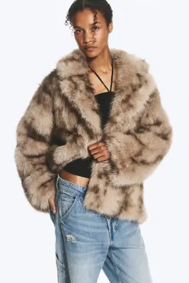 Veste en fausse fourrure - Beige/marron imprimé léopard — photo 1