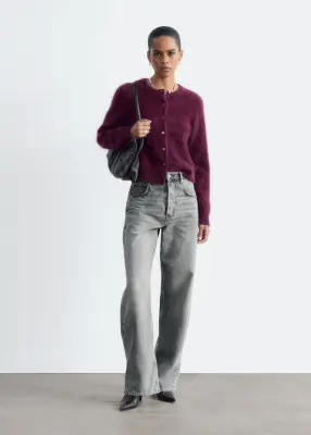 Cardigan en cachemire brossé - Rouge foncé — photo 1
