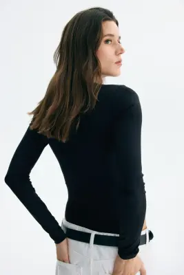 Body à manches longues en microfibre - Noir — photo 2