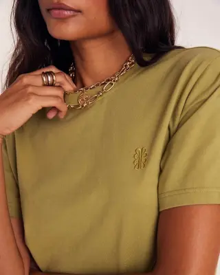 Tee-shirt Bree vert mousse brodé — photo 5