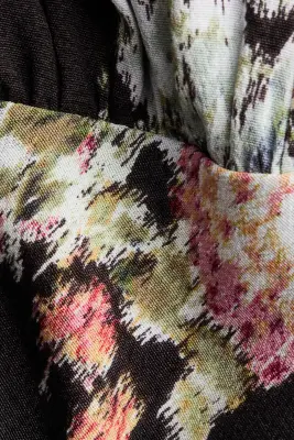 Robe asymétrique à effet drapé - Noir/fleuri — photo 4