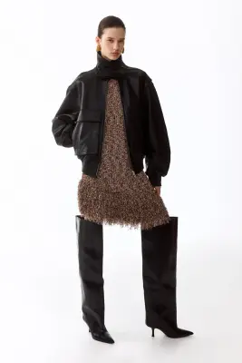 Robe à franges - Marron/beige clair chiné — photo 2