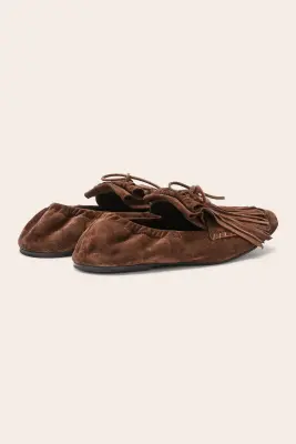 Mocassins Alix franges croûte de cuir moka — photo 4