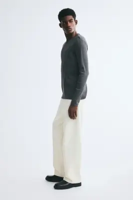 T-shirt à manches longues Slim Fit en coton - Gris foncé — photo 4