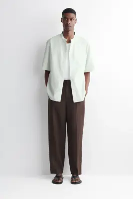 CHEMISE À MANCHES COURTES ET COL OFFICIER - VERT CLAIR — photo 3