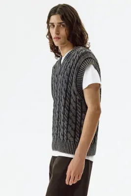 Pull sans manches Relaxed Fit en coton - Bleu marine — photo 4