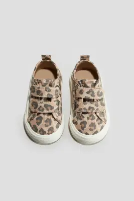 Sneakers en coton - Beige/imprimé léopard — photo 1