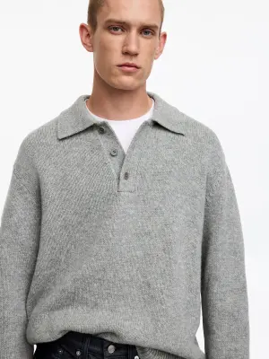Pull polo en laine - Gris chiné — photo 3