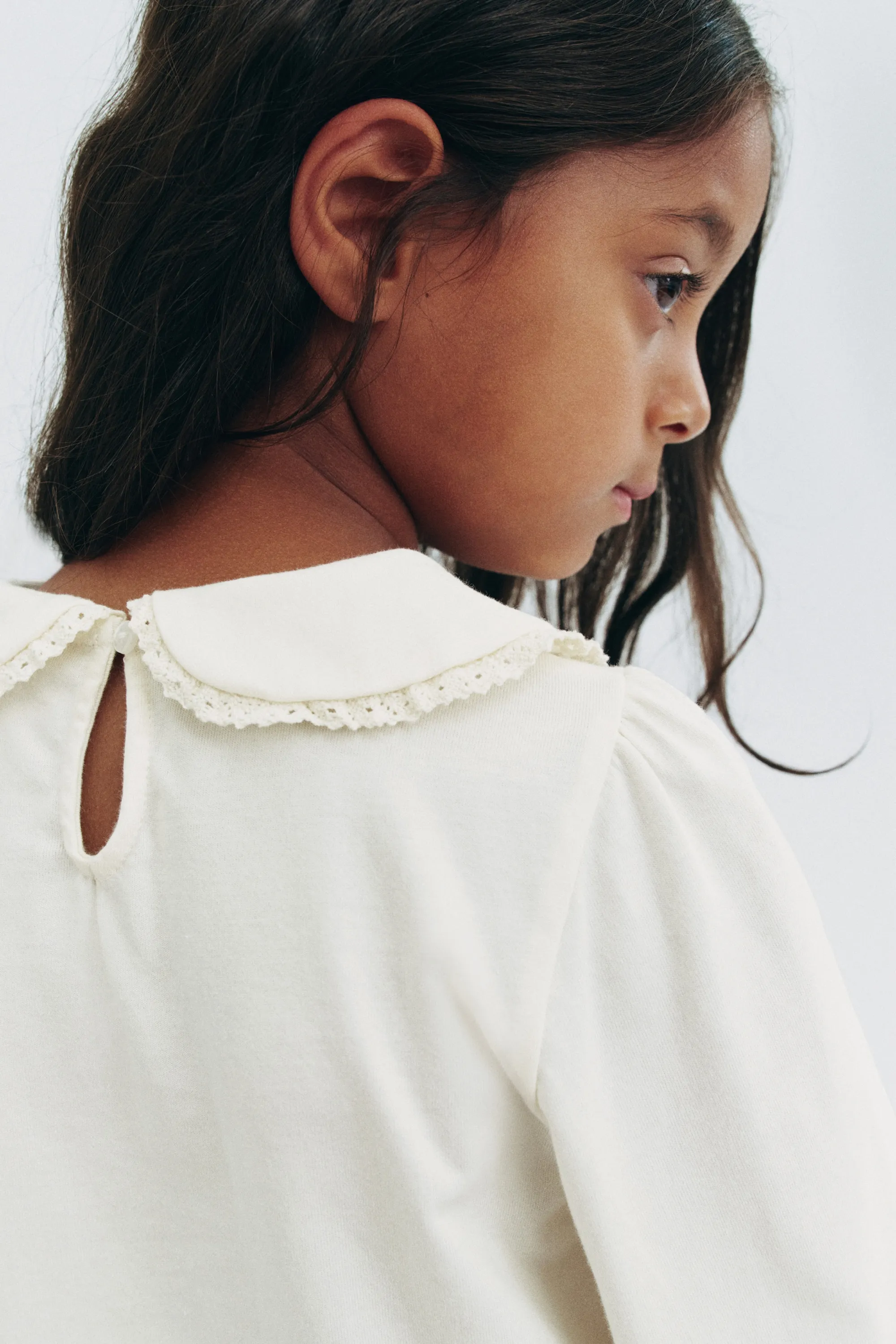 Embroidery-detail cotton blouse - Crème/oiseaux