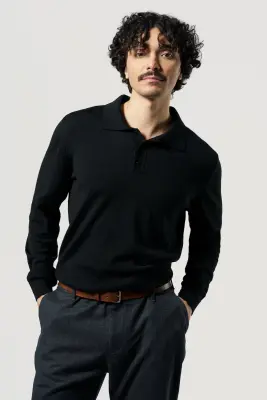 Le pull col polo - Noir — photo 5