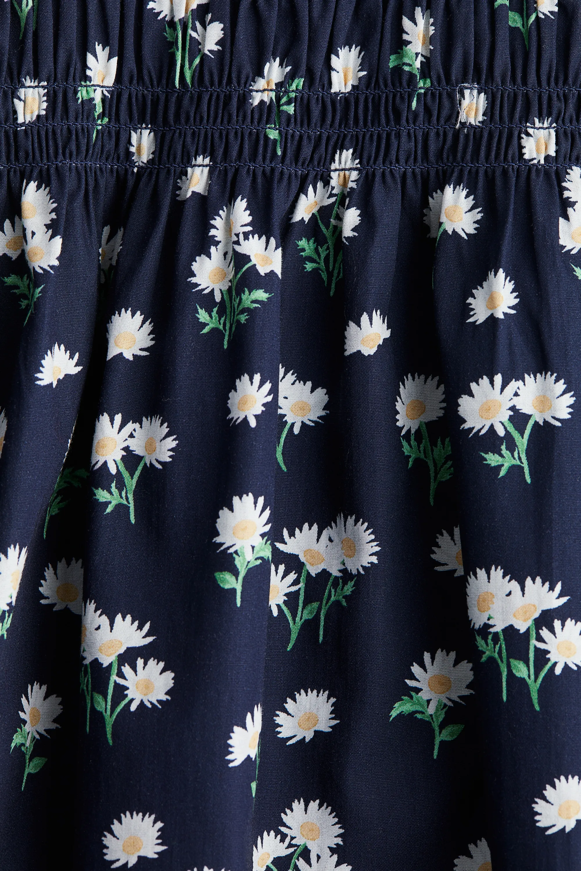 Robe smockée en popeline - Bleu marine/pâquerettes