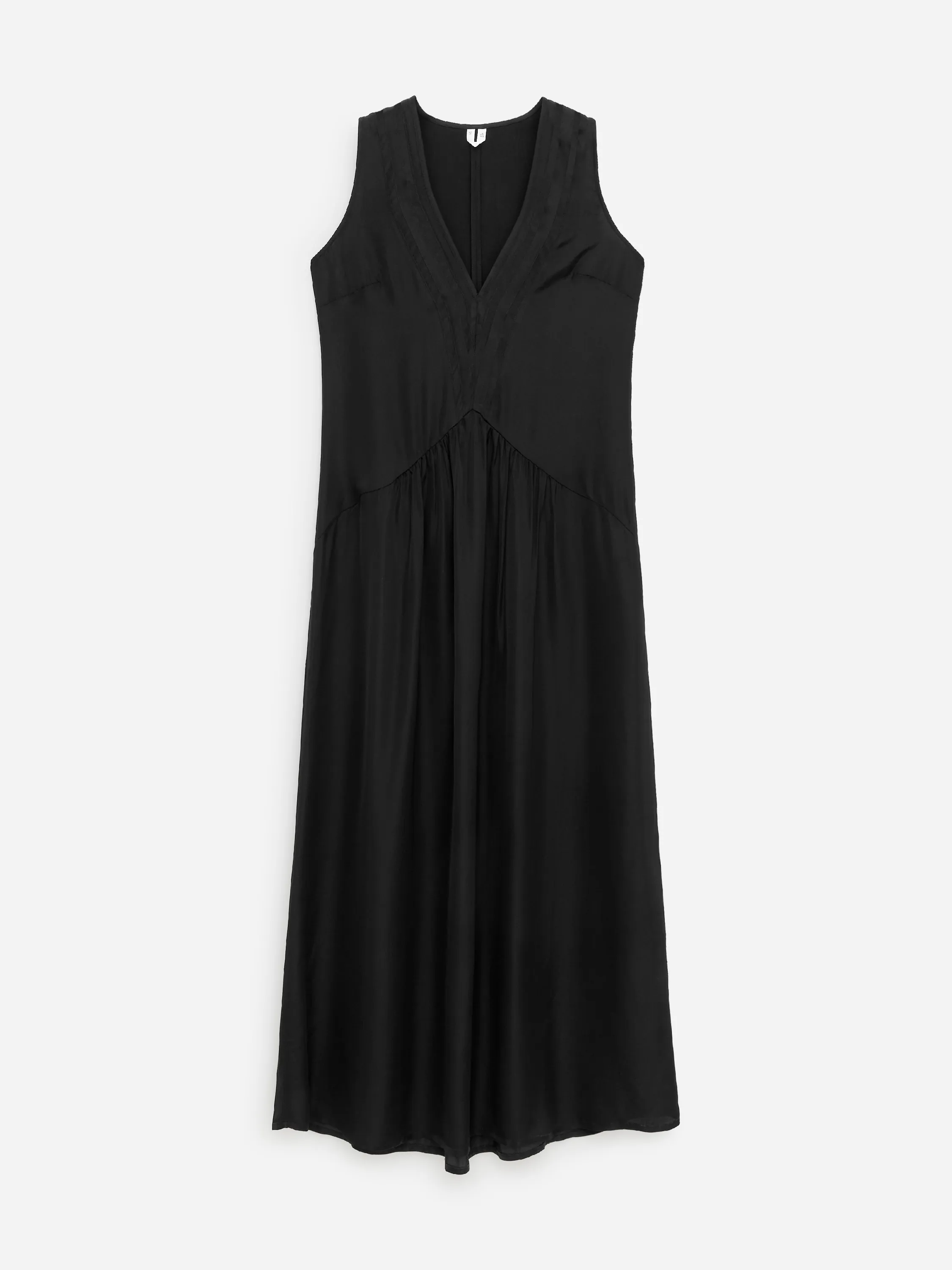 Robe longue avec empiècements en organza - Noir