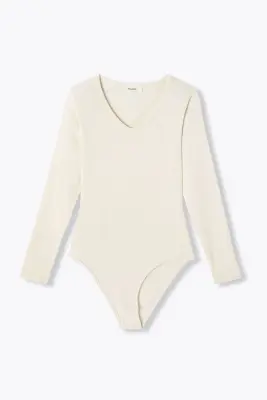 Body côtelé col V Femme