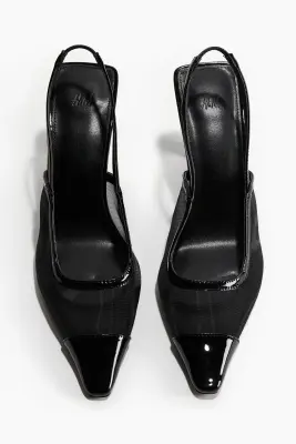 Escarpins en mesh avec bride arrière - Noir — photo 2