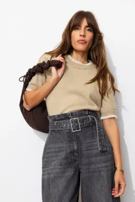 Pull détail dentelle Femme — photo 2