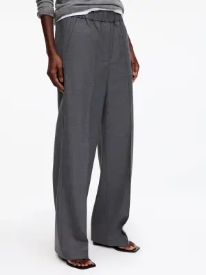 Pantalon tailleur à taille élastiquée - Gris foncé — photo 3