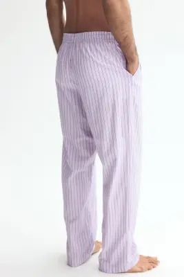 Pantalon Relaxed Fit en popeline - Violet clair/rayé — photo 3