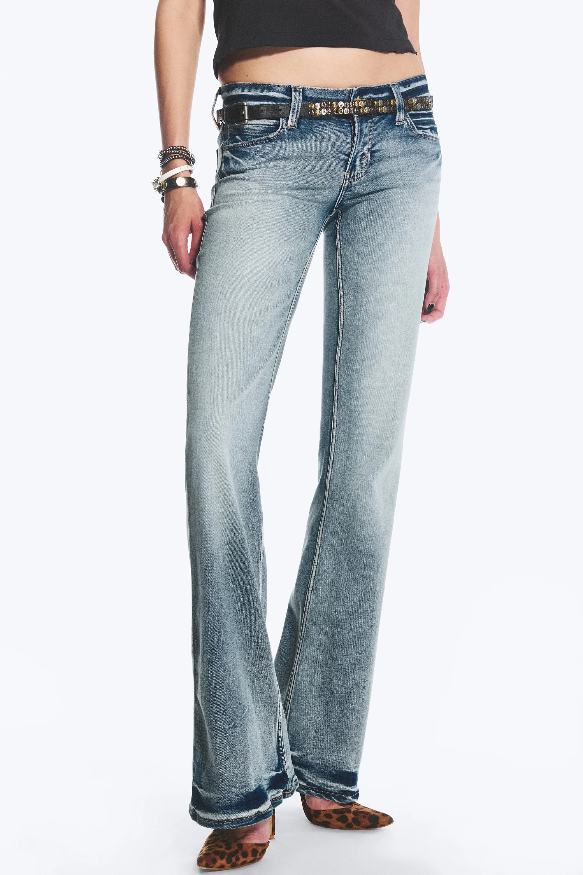 Jean bootcut skinny taille basse Booty Bei - Blue Moon - Bleu moyen