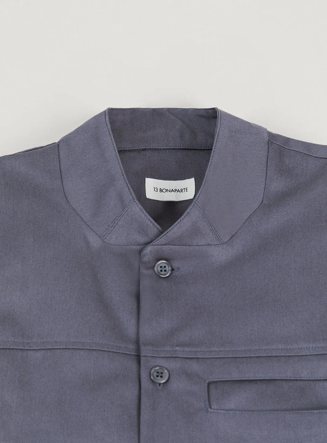 Murano Collar Overshirt in Gray Cotton Gabardine
