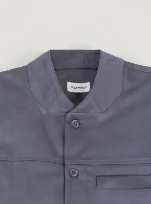 Murano Collar Overshirt in Gray Cotton Gabardine