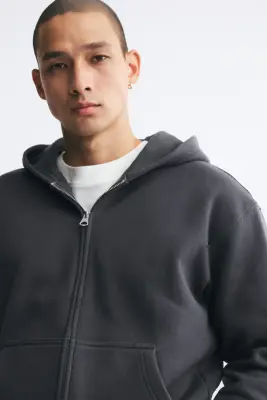 Veste à capuche zippée Relaxed Fit - Gris foncé — photo 2