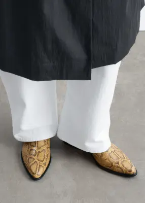 Chelsea boots en cuir à bouts pointus - Beige/Façon serpent — photo 2