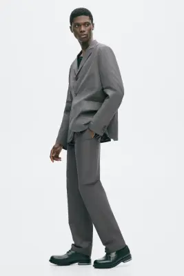 Pantalon Regular Fit en coton mélangé - Gris foncé — photo 3