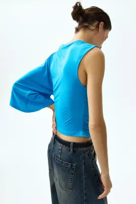 Top asymétrique en jersey - Bleu vif — photo 1