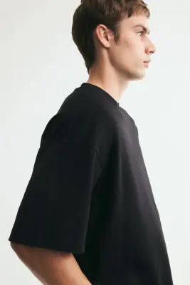 T-shirt Oversized Fit en interlock - Noir — photo 2