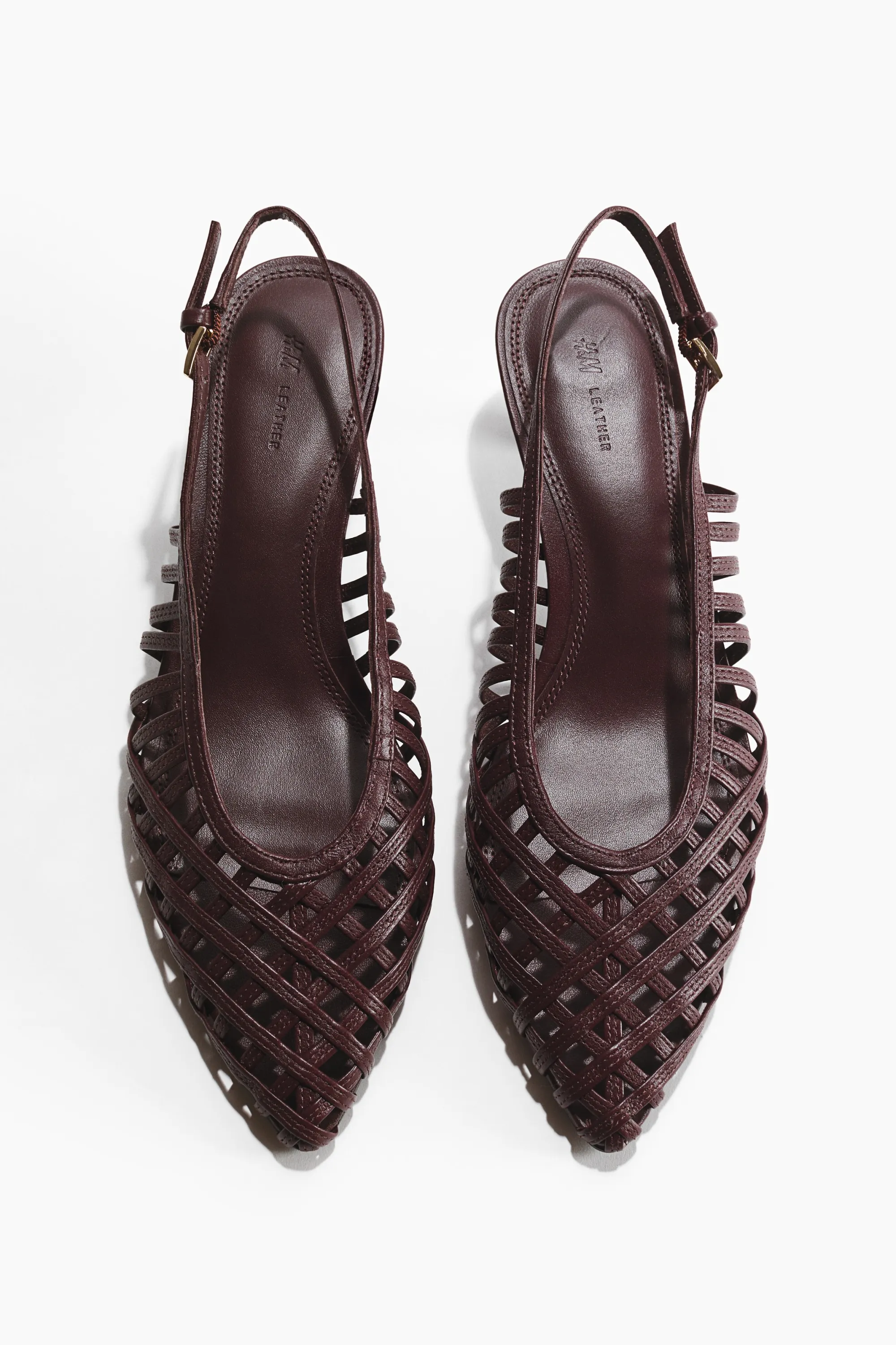 Escarpins en cuir avec talon kitten heel - Marron foncé