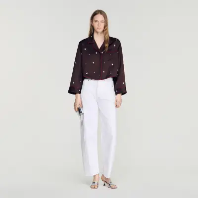 Chemise brodée perles et strass