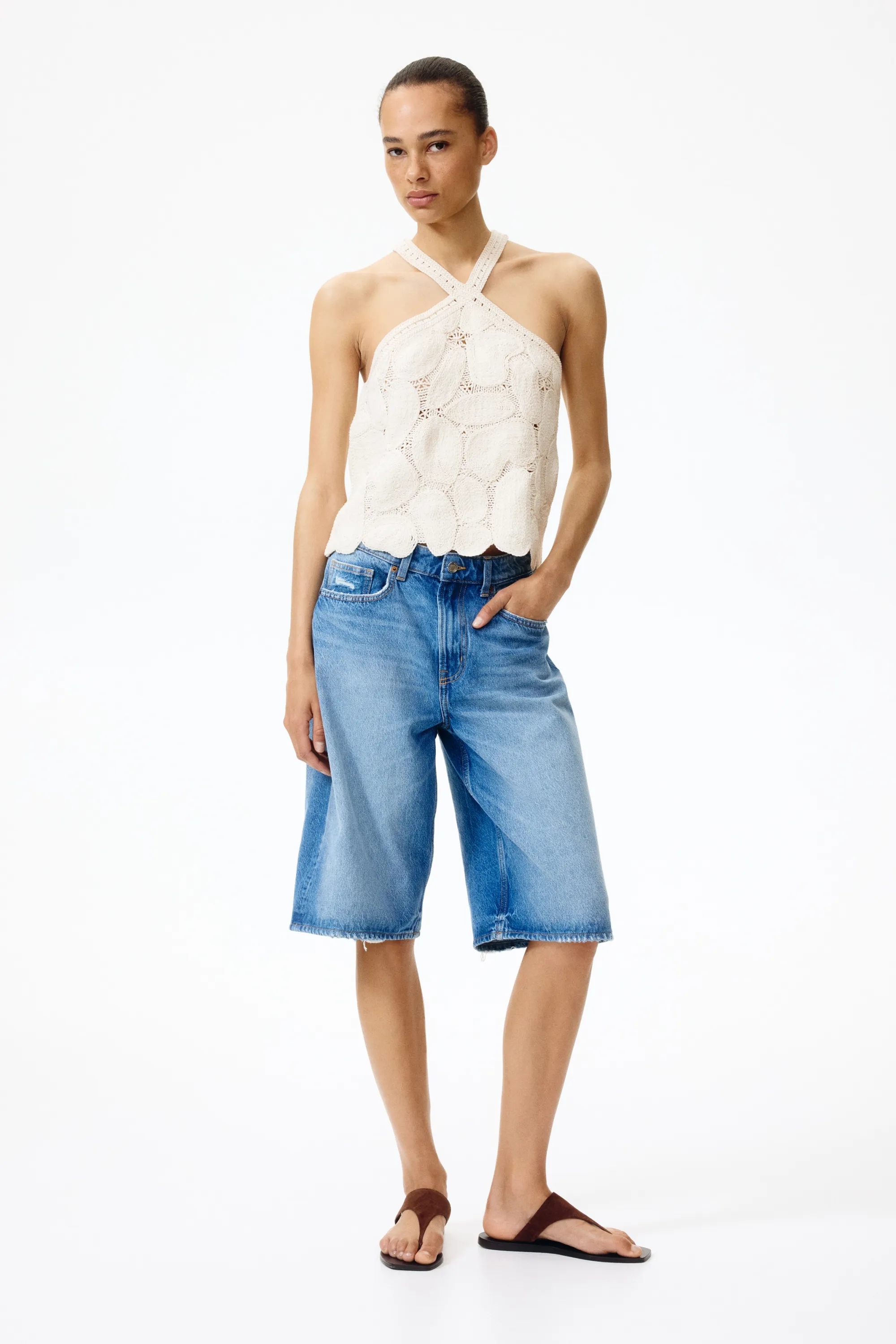 Top façon crochet - Crème