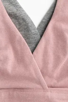 MAMA Lot de 2 soutiens-gorge d'allaitement - Gris chiné/rose ancien — photo 4