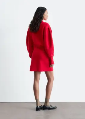 Robe courte en maille à col montant - Rouge vif — photo 5