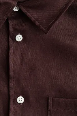 Chemise Easy-care Regular Fit en lin mélangé - Marron foncé — photo 5