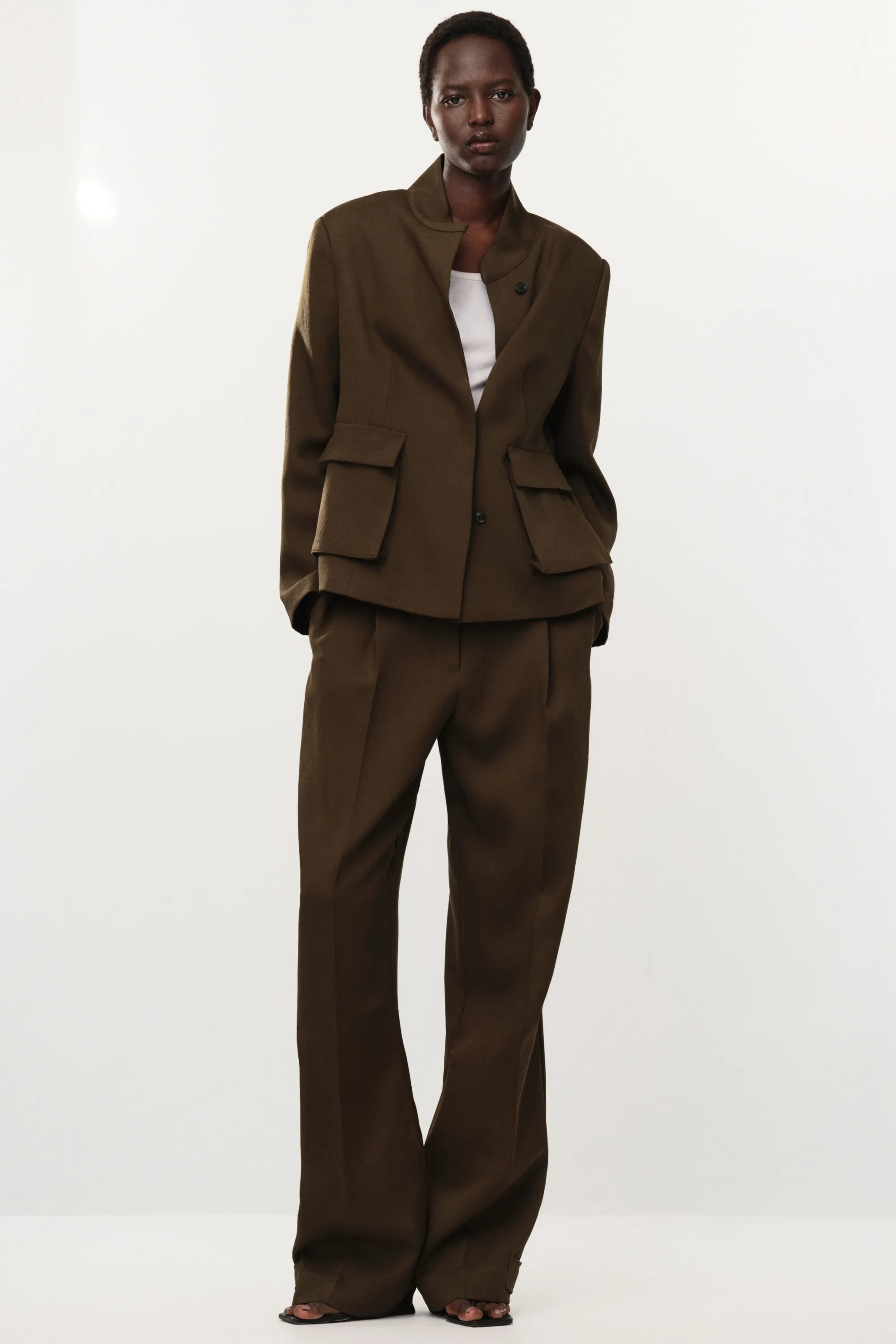 Blazer façon cargo - Vert kaki foncé