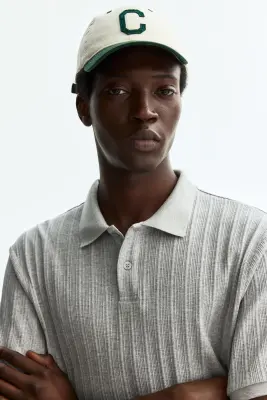Polo Slim Fit en jersey texturé - Gris clair chiné — photo 1